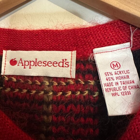 Appleseeds Mohair Blend Tartan Plaid Cardigan Sweater Vintage 90s - Medium - Picture 3 of 4